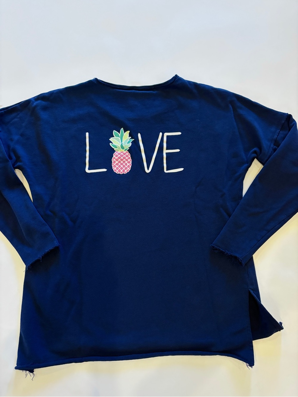 Navy 'LOVE' Pineapple Graphic Long Sleeve Top
